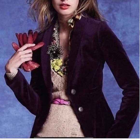 J. Crew Eden Purple Velvet Peplum Blazer